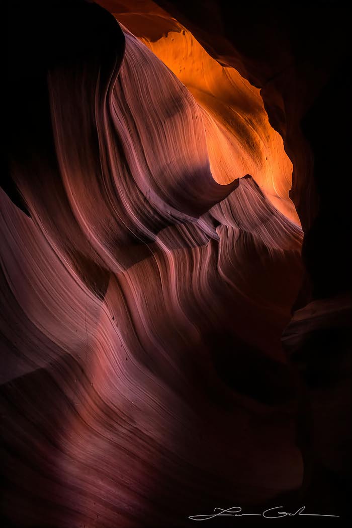 An abstract of maroon sandstone in Antelope Canyon