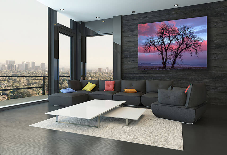 Interior design with Gintchin Fine Art print of a tree in a modern home - Small