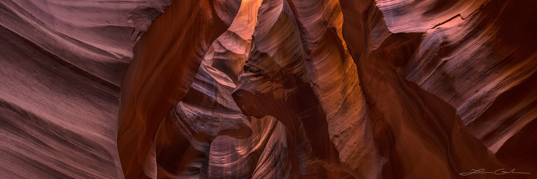 A natural cathedral of red sandstone inside Antelope Canyon, Arizona - Panoramic
