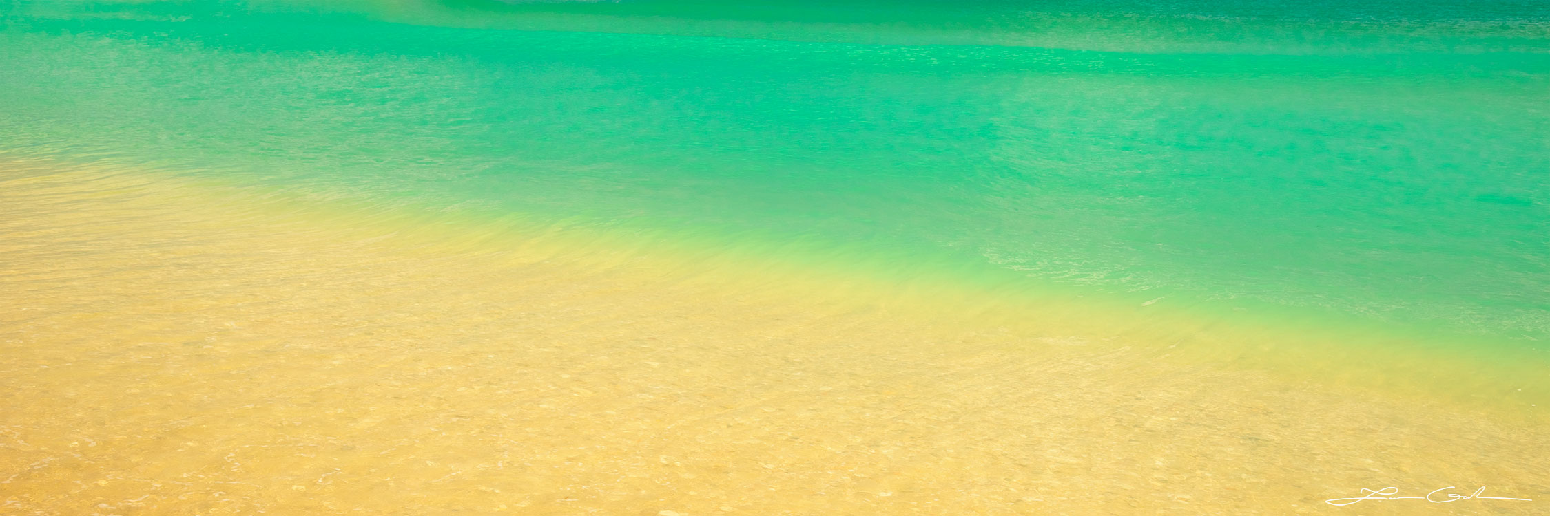 Turquoise water abstract near a shallow ocean beach - Gintchin Fine Art