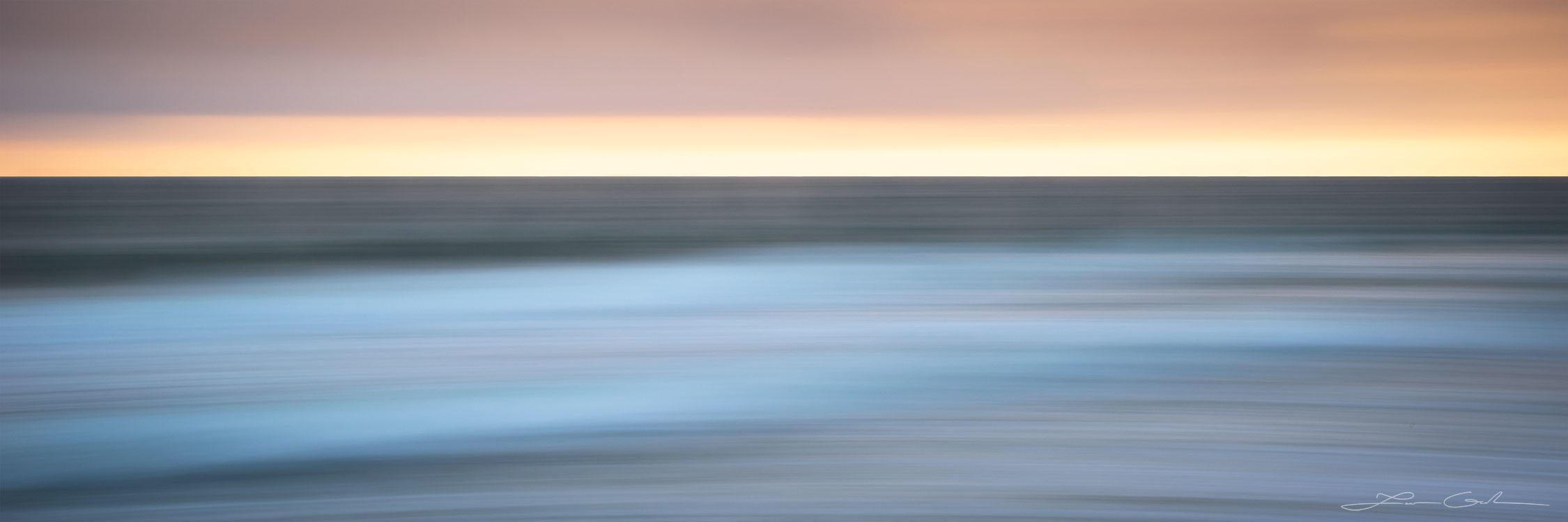 An abstract sea sunrise panoramic photo - Gintchin Fine Art