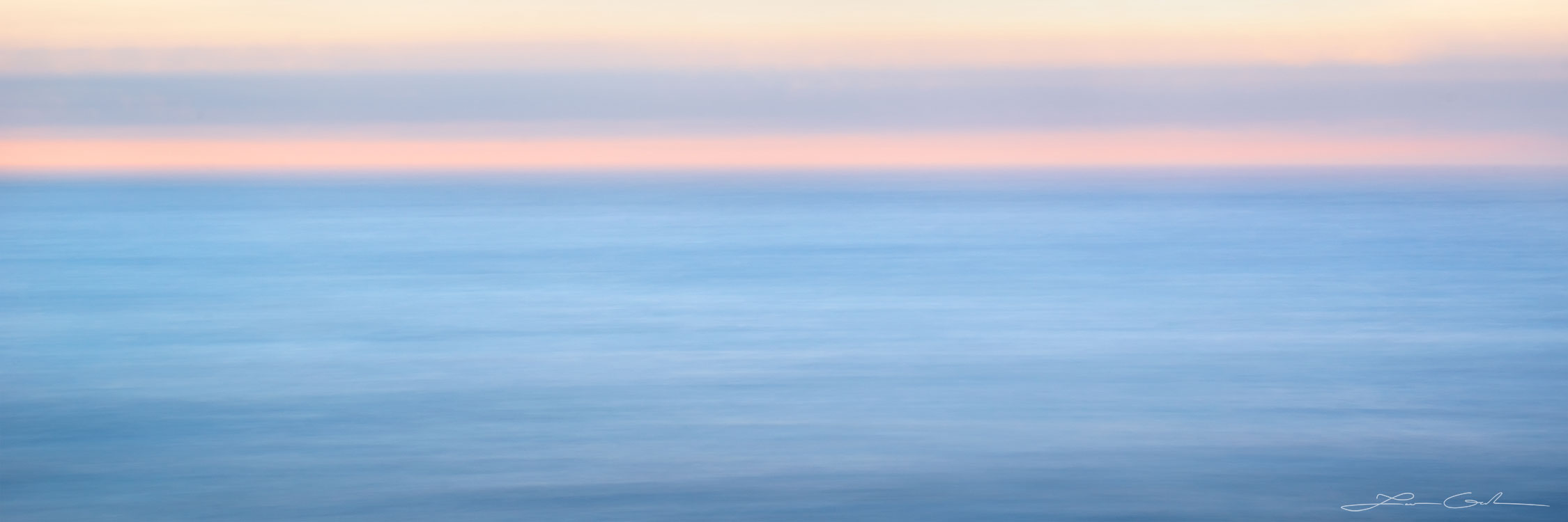 A smooth blue ocean panorama at sunrise - Gintchin Fine Art