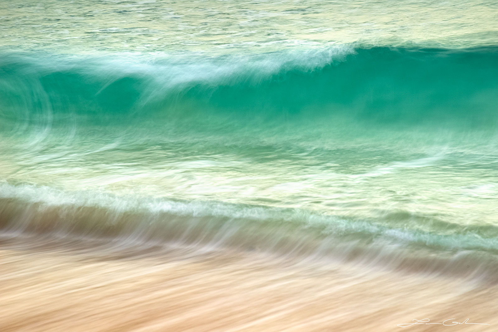 A close up of a turquoise wave abstract photograph - Gintchin Fine Art