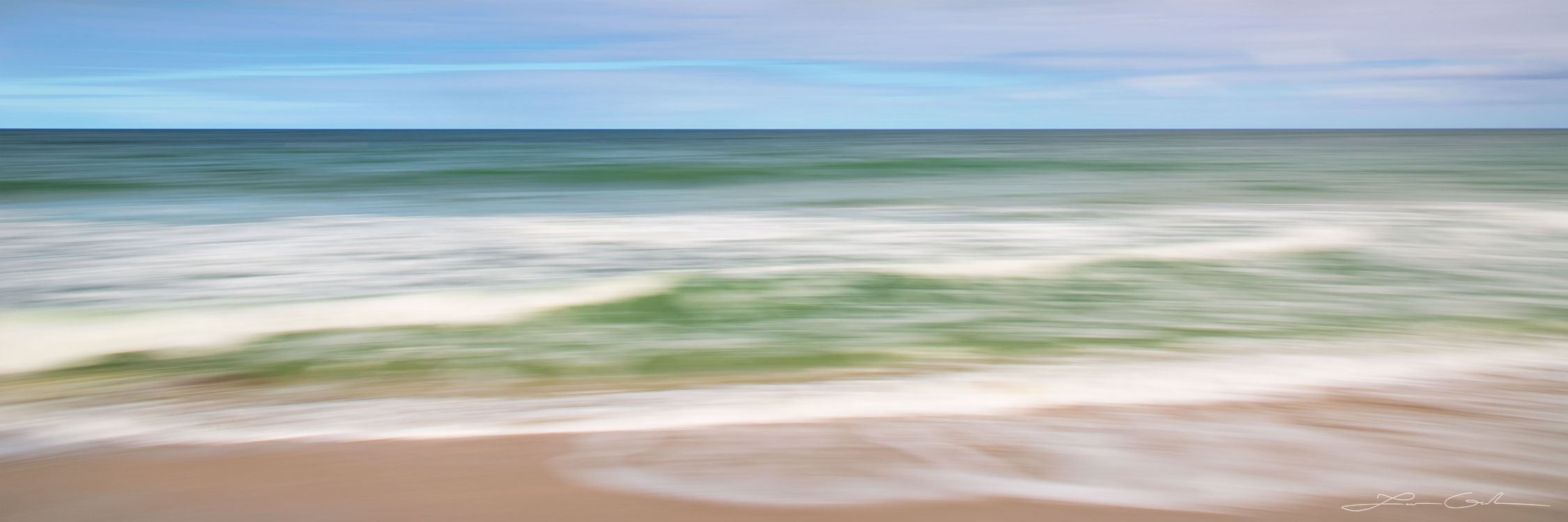 A wavy ocean abstract panoramic photograph - Gintchin Fine Art