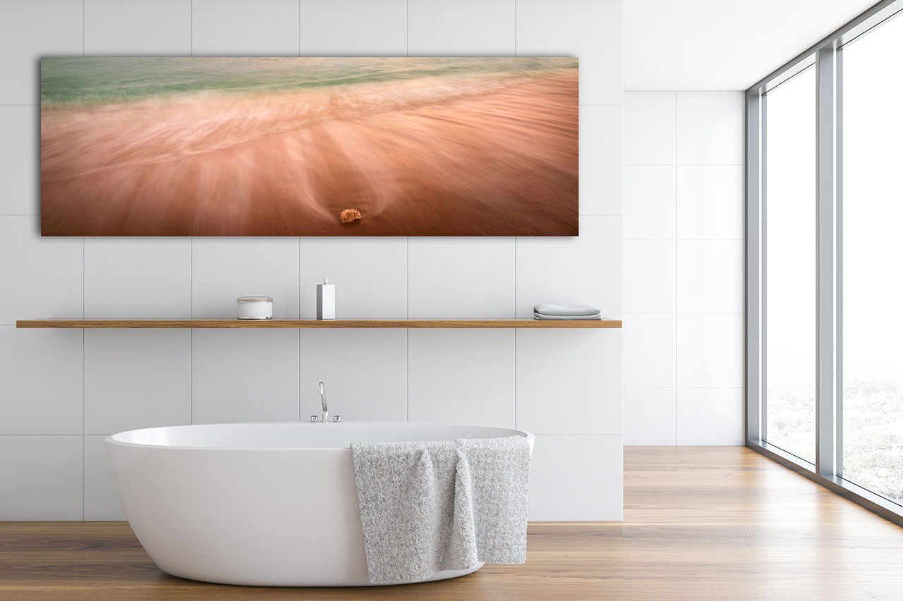 Photography wall decor for bathroom - Panoramic Sea Shore Print - Gintchin Fine Art