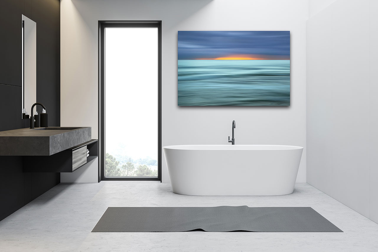 Photography wall decor for bathroom - Abstract Ocean Sunrise - Gintchin Fine Art