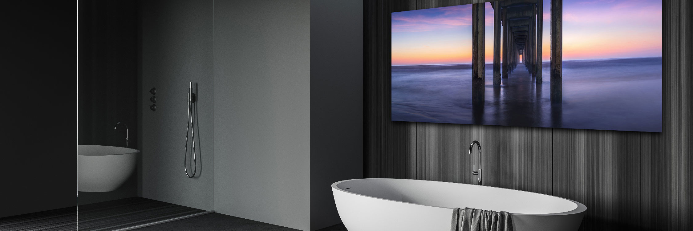 Photography wall decor for bathroom - Ocean Pier California - Gintchin Fine Art